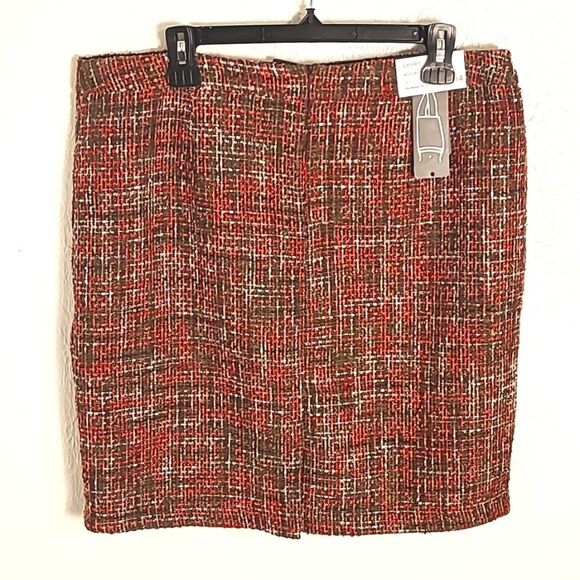 Dalia Collection Modern Fit Skirt, Brown & Orange Tweed, Size 14, NWT - Picture 3 of 7